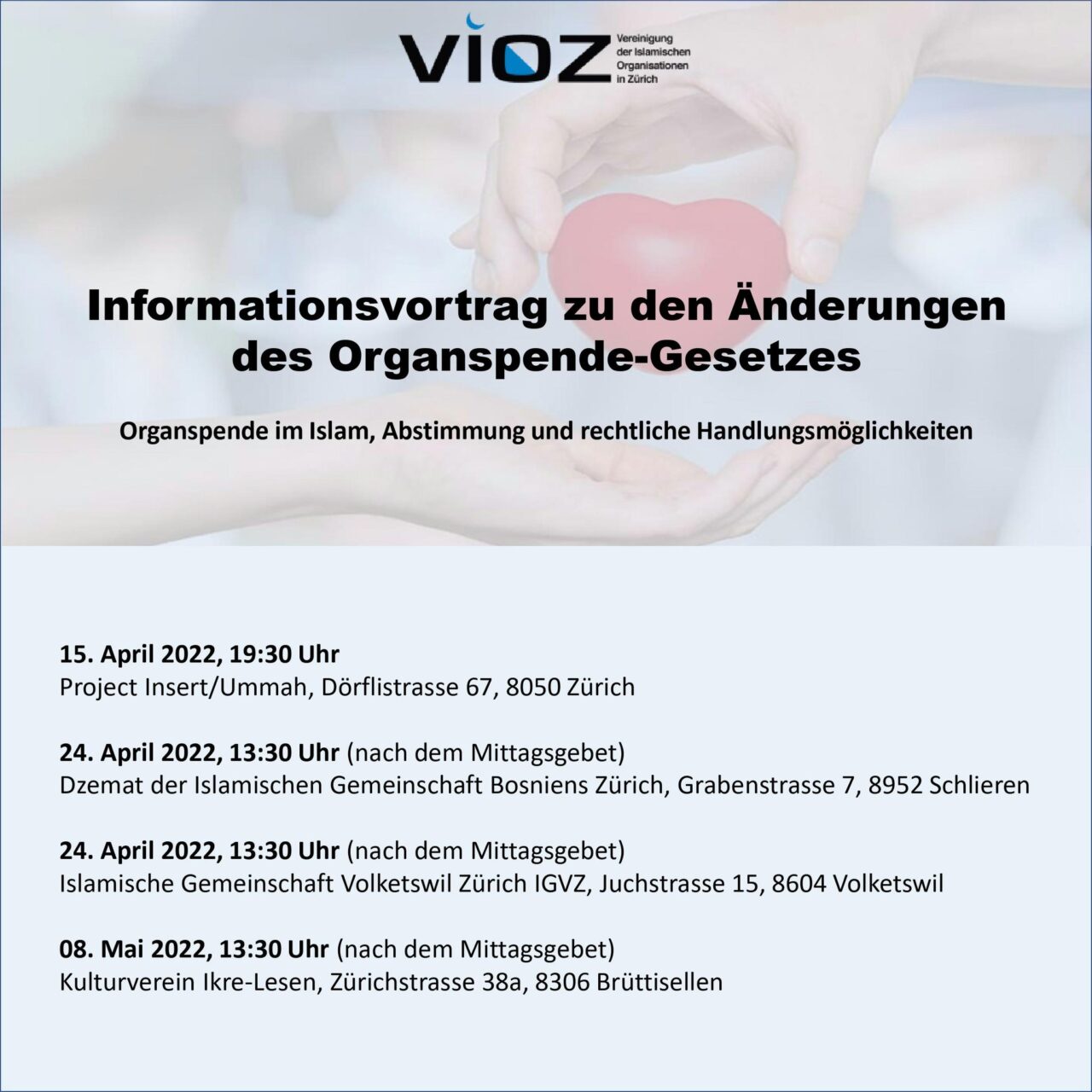 VIOZ-Informationsvorträge Zu Den Änderungen Des Organspende-Gesetzes | VIOZ